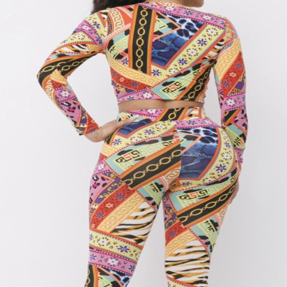 Multicolors prints 2 pieces Leggings and Top - Picture 3 of 3